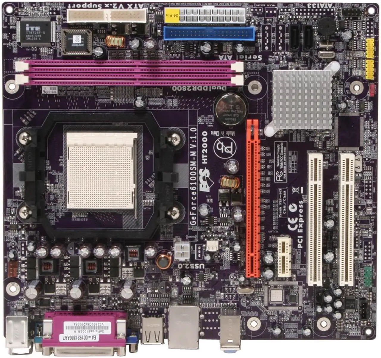 Alt view image 3 of 7 - ECS GeForce6100SM-M (1.0) AM2 NVIDIA GeForce 6100S Micro ATX AMD Motherboard