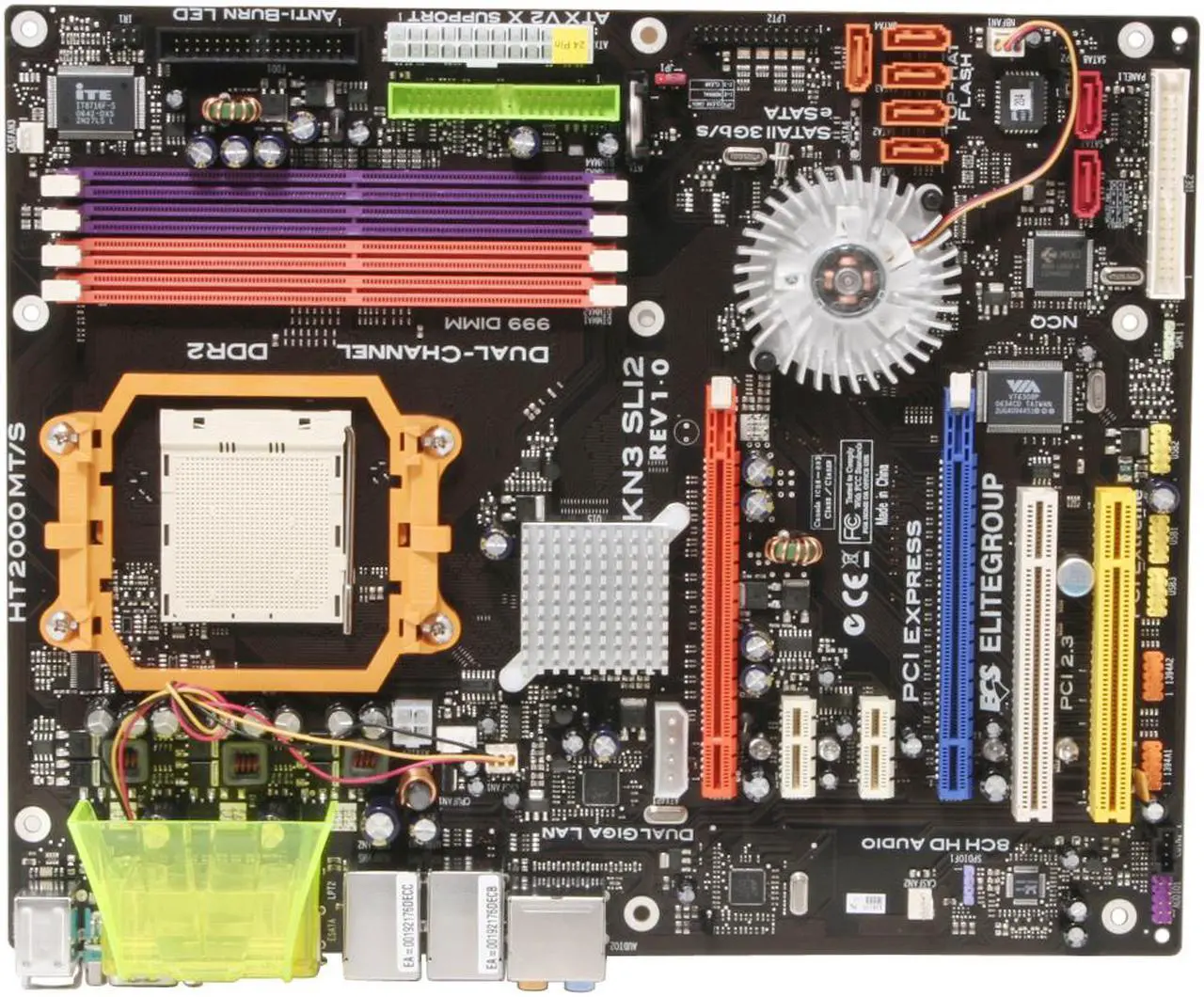 Alt view image 3 of 7 - ECS KN3 SLI2 (1.0) AM2 NVIDIA nForce 590 SLI MCP ATX AMD Motherboard