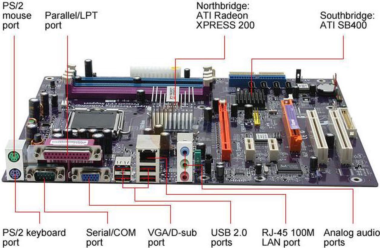 Alt view image 2 of 5 - ECS RS400-A (1.0) LGA 775 ATI Radeon Xpress 200 ATX Intel Motherboard
