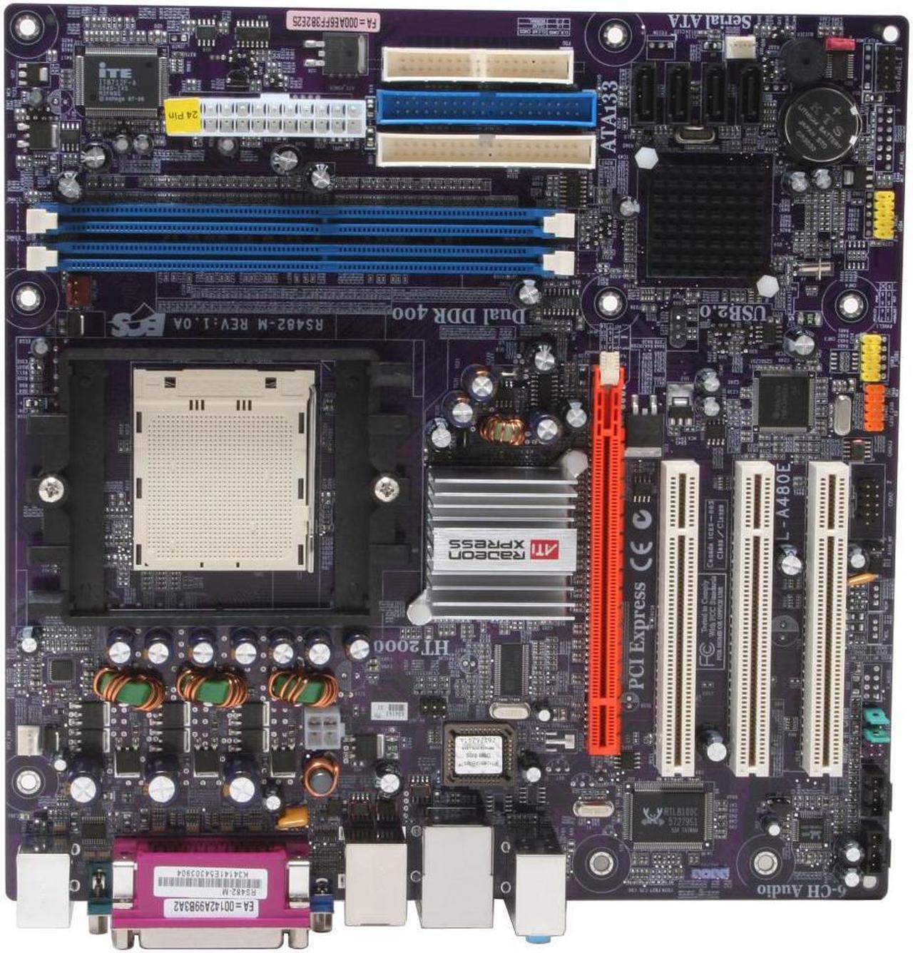 Alt view image 3 of 5 - ECS RS482-M (1.0A) 939 ATI Radeon Xpress 200 Micro ATX AMD Motherboard