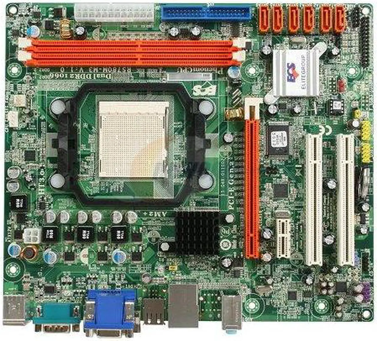 Alt view image 3 of 5 - ECS A780GM-M3 AM3/AM2+ AMD 780G Micro ATX AMD Motherboard