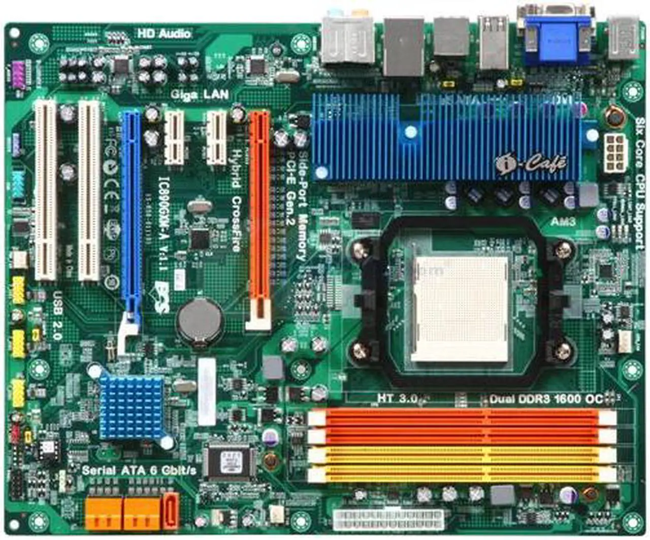 Alt view image 3 of 5 - ECS IC890GXM-A (V1.1) AM3 AMD 890GX ATX AMD Motherboard
