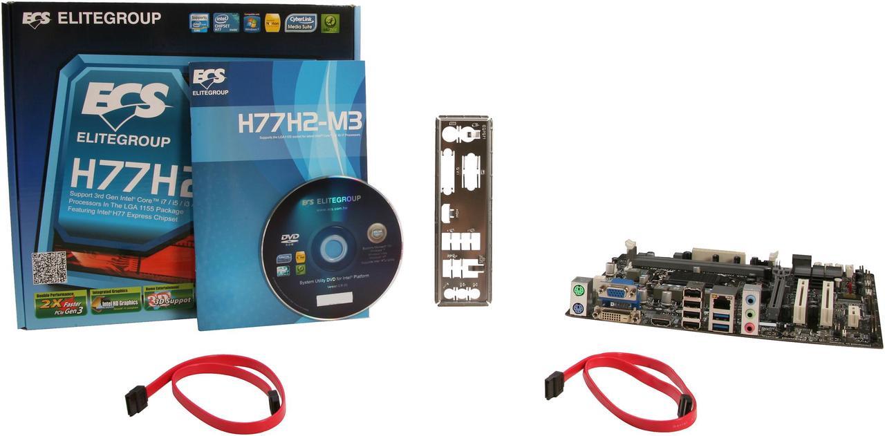 Alt view image 5 of 5 - ECS H77H2-M3(1.0) LGA 1155 Intel H77 HDMI SATA 6Gb/s USB 3.0 Micro ATX Intel Motherboard