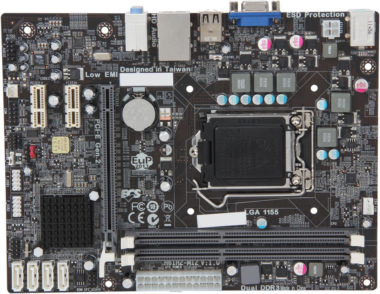 Alt view image 3 of 5 - ECS H61H2-M12 LGA 1155 Intel H61 Micro ATX Intel Motherboard