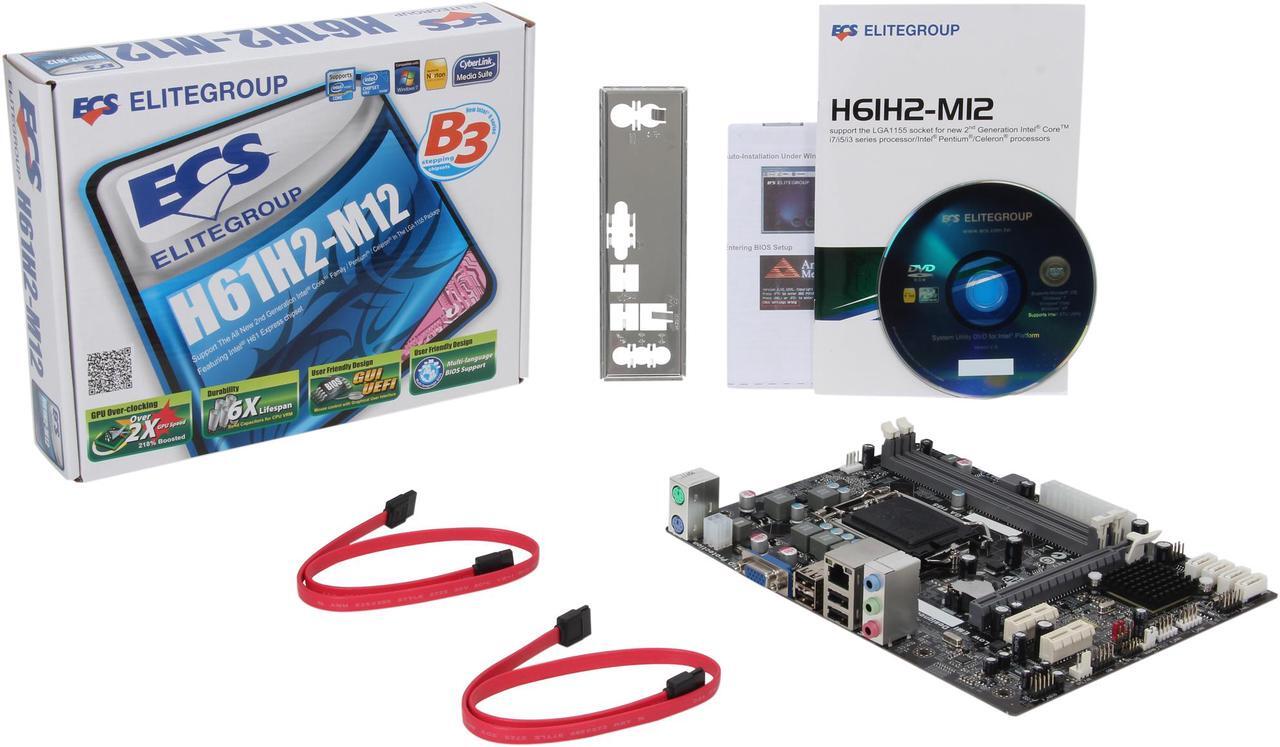 Alt view image 5 of 5 - ECS H61H2-M12 LGA 1155 Intel H61 Micro ATX Intel Motherboard