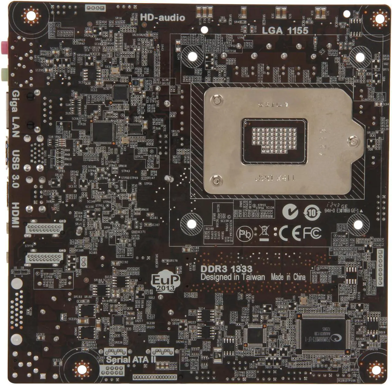 Alt view image 4 of 5 - ECS H61H2-TI LGA 1155 Intel H61 HDMI USB 3.0 Mini ITX Intel Motherboard