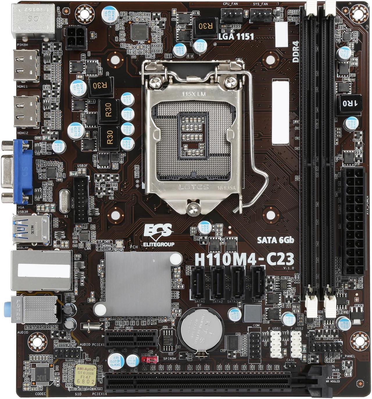 Alt view image 4 of 5 - ECS H110M4-C23 LGA 1151 Intel H110 HDMI SATA 6Gb/s USB 3.0 Micro ATX Motherboards - Intel