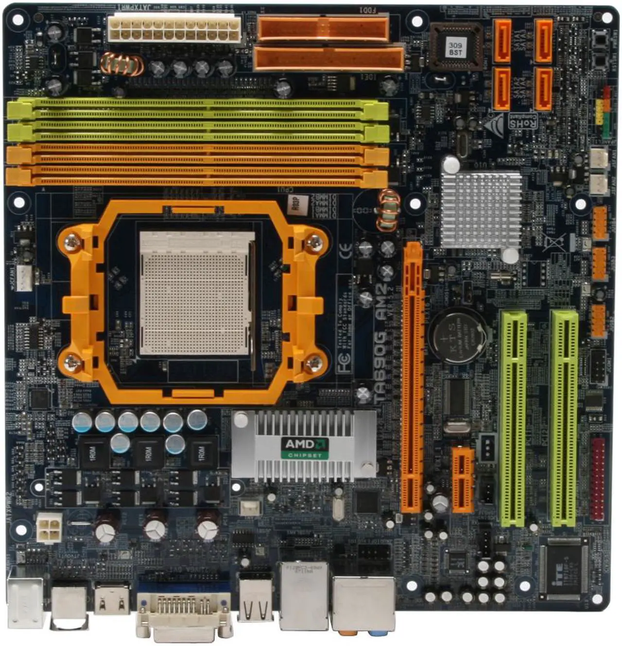Alt view image 3 of 7 - BIOSTAR TA690G AM2 AM2 AMD 690G HDMI Micro ATX AMD Motherboard