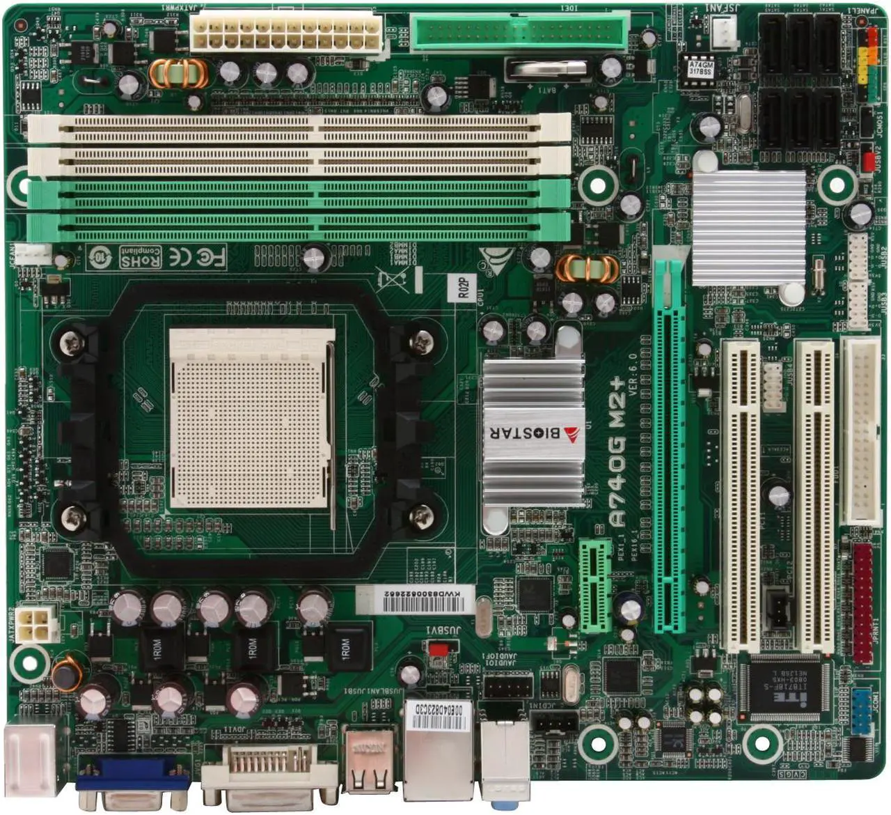 Alt view image 3 of 7 - BIOSTAR A740G M2+ AM2+/AM2 AMD 740G Micro ATX AMD Motherboard
