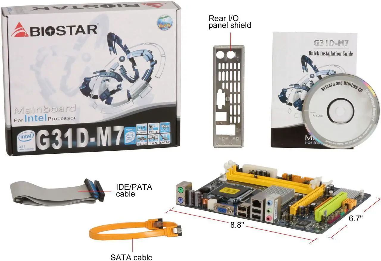 Alt view image 5 of 5 - BIOSTAR G31D-M7 LGA 775 Intel G31 Micro ATX Intel Motherboard