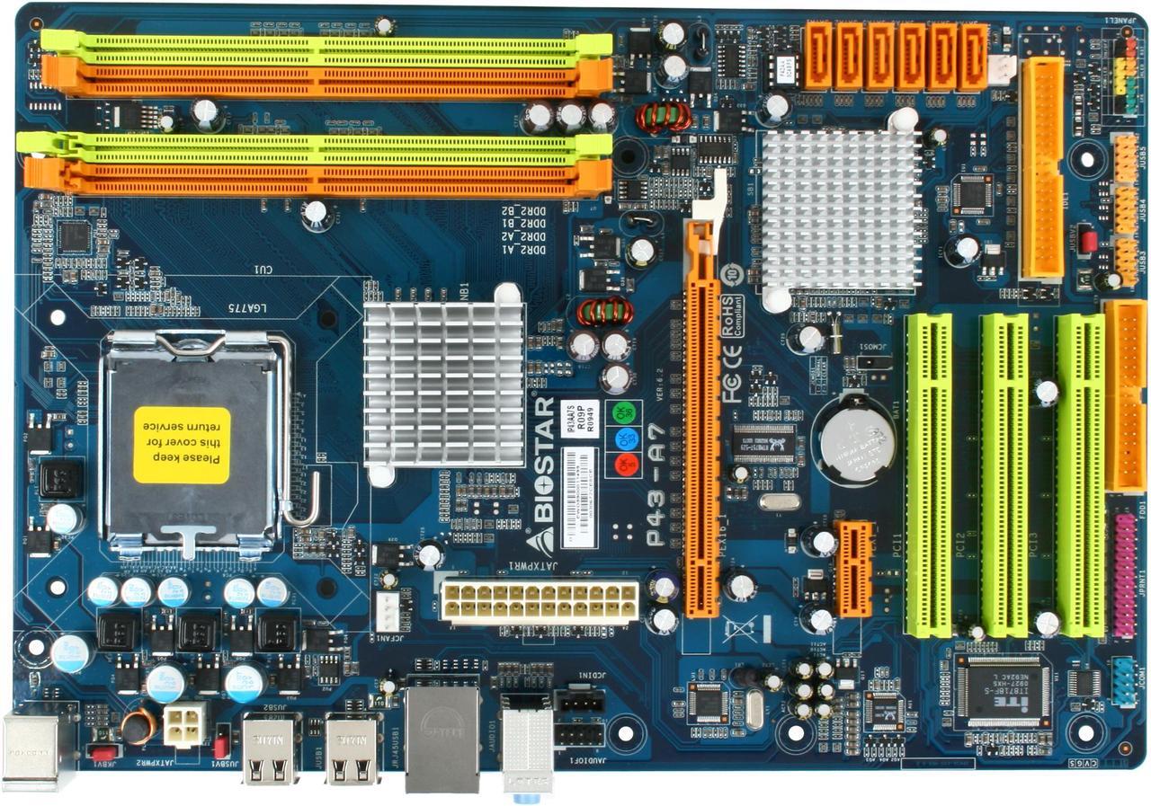 Alt view image 3 of 5 - BIOSTAR P43-A7 LGA 775 Intel P43 ATX Intel Motherboard