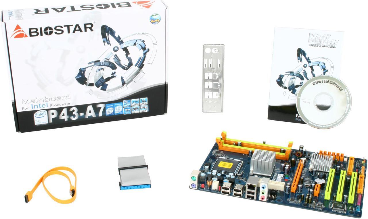 Alt view image 5 of 5 - BIOSTAR P43-A7 LGA 775 Intel P43 ATX Intel Motherboard