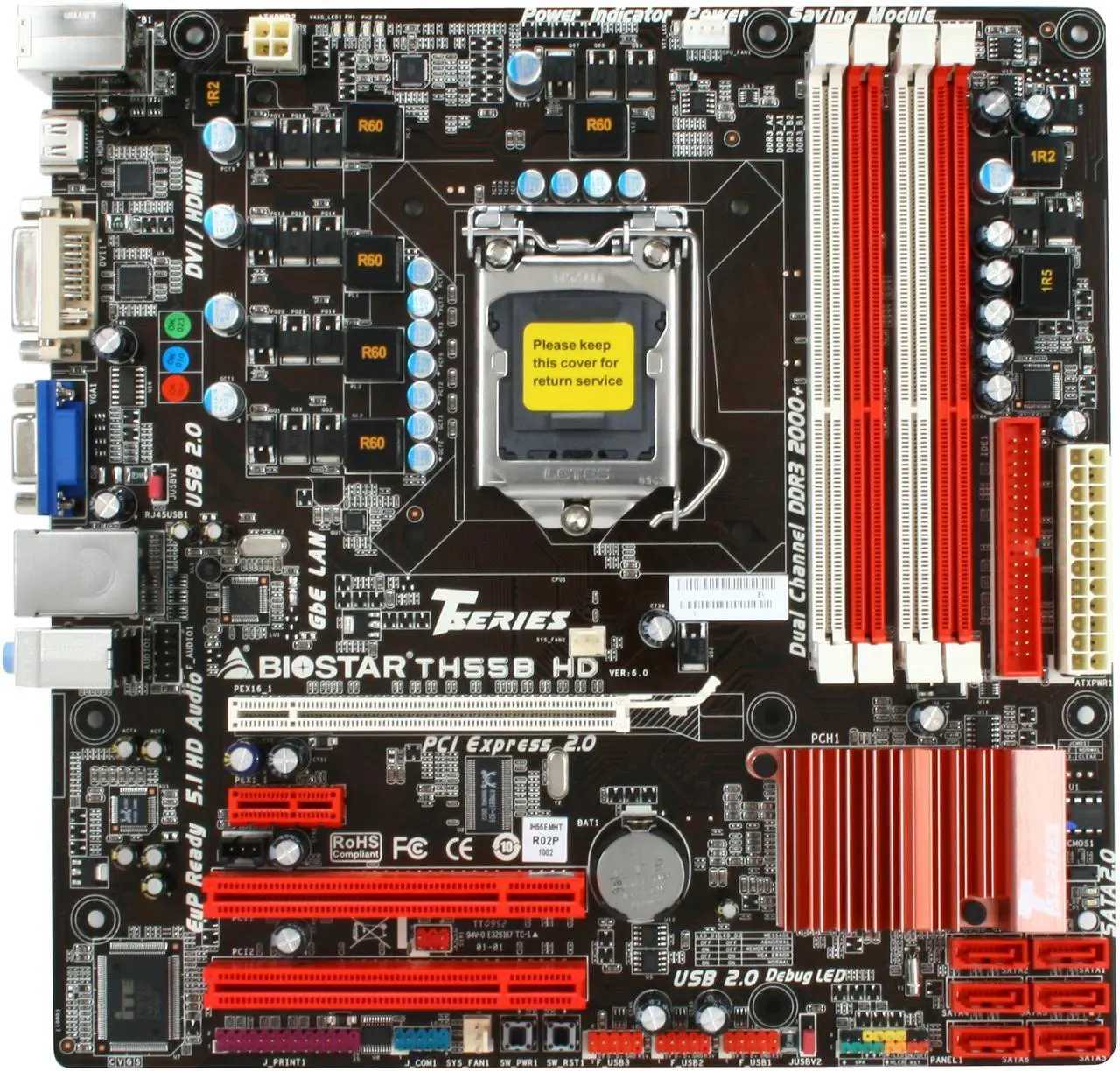 Alt view image 3 of 5 - BIOSTAR TH55B HD LGA 1156 Intel H55 HDMI Micro ATX Intel Motherboard
