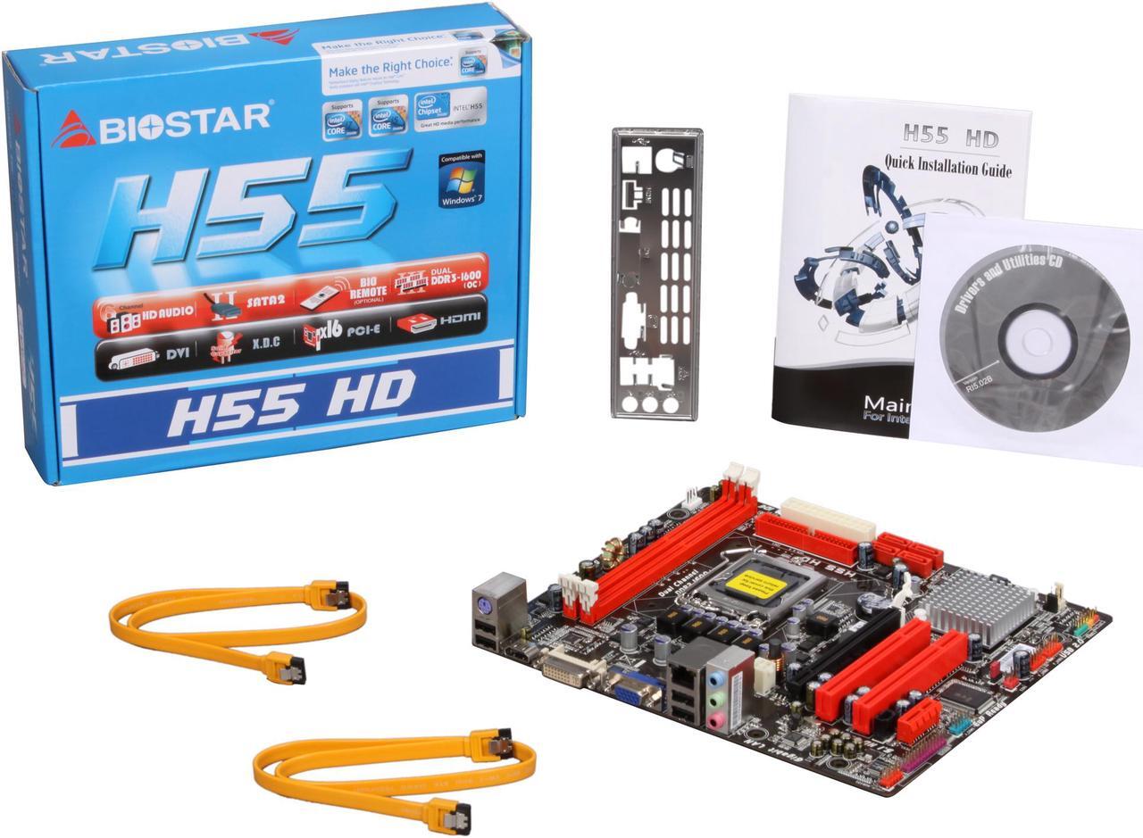 Alt view image 5 of 5 - BIOSTAR H55 HD LGA 1156 Intel H55 HDMI Micro ATX Intel Motherboard