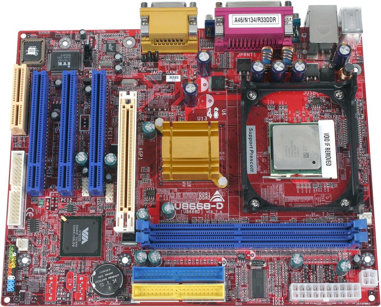 Alt view image 2 of 4 - BIOSTAR U8668 D-COMBO7 Intel Celeron 1.8 GHz 478 VIA P4M266A Micro ATX