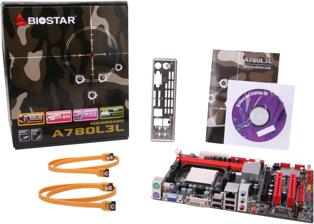 Alt view image 5 of 5 - BIOSTAR A780L3L AM3 AMD 760G Micro ATX AMD Motherboard