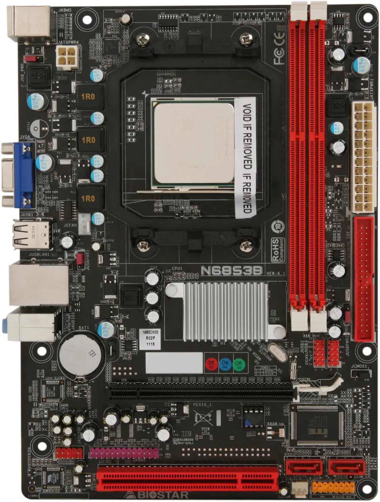 Alt view image 3 of 5 - BIOSTAR COMBO6S3B AMD Sempron 130 AM3 NVIDIA MCP68S Micro ATX Motherboard / CPU Combo