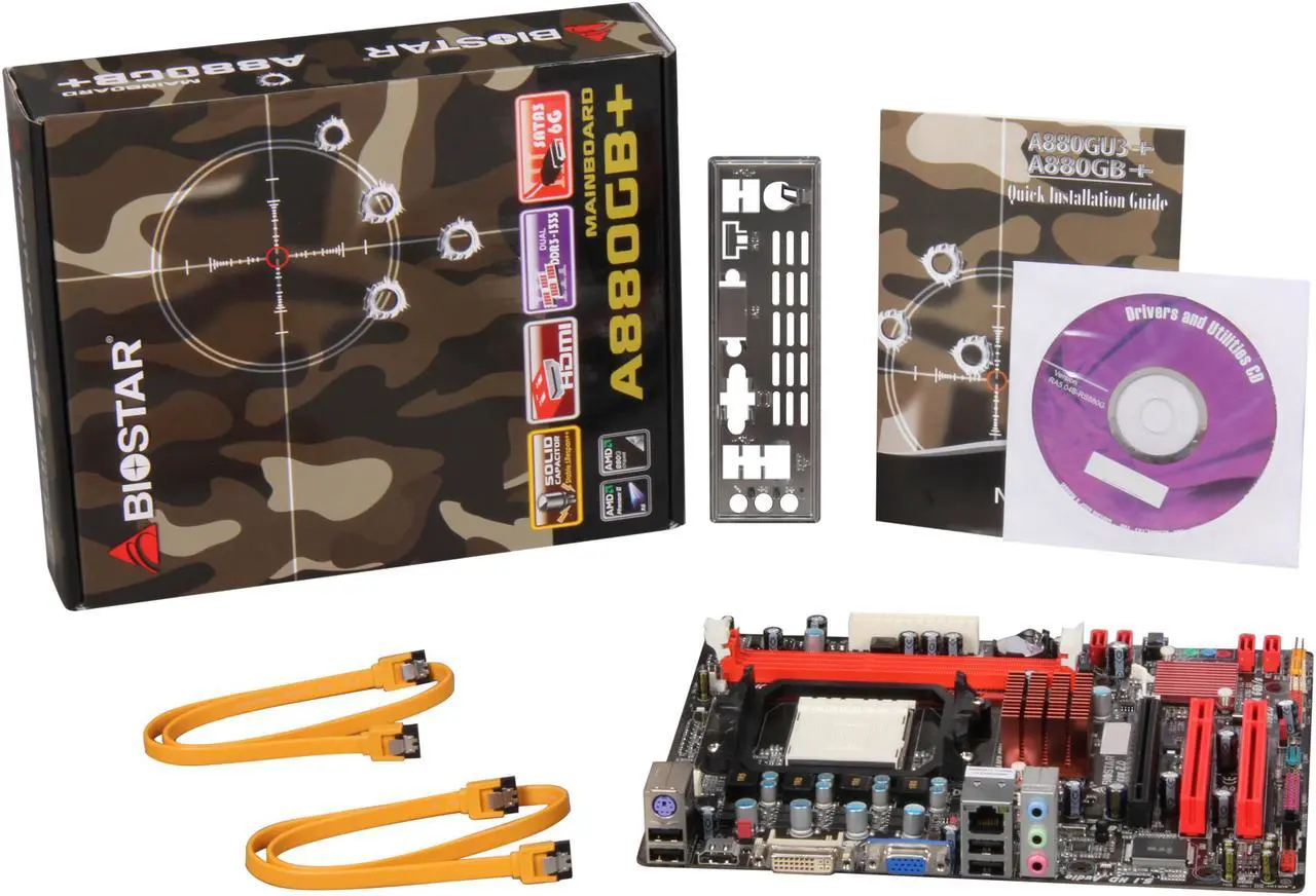 Alt view image 5 of 5 - BIOSTAR A880GB+ AM3 AMD 880G HDMI Micro ATX AMD Motherboard