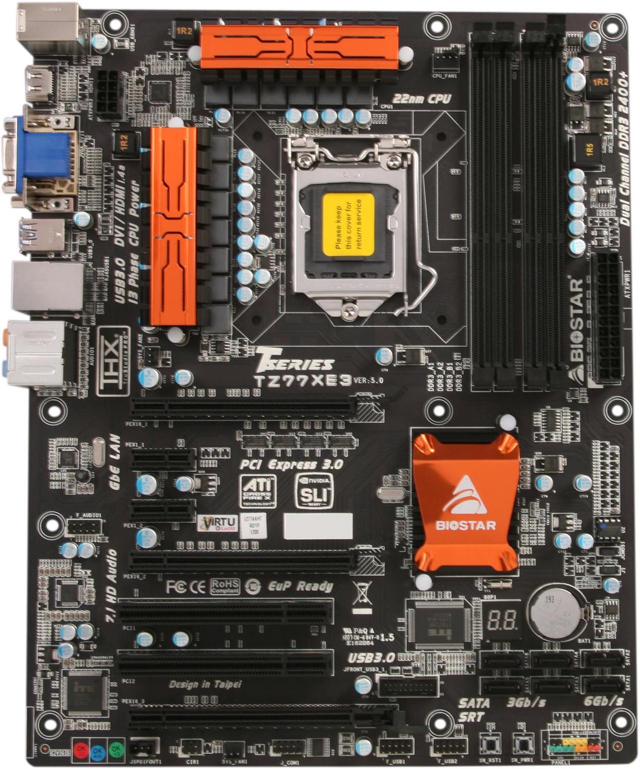 Alt view image 3 of 5 - BIOSTAR TZ77XE3 LGA 1155 Intel Z77 HDMI SATA 6Gb/s USB 3.0 ATX Intel Motherboard with UEFI BIOS