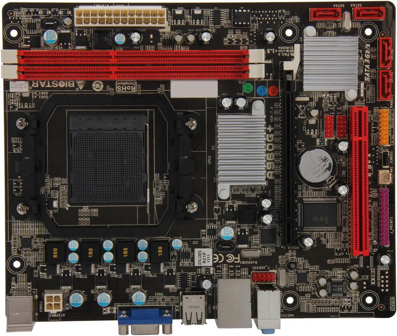 Alt view image 3 of 5 - BIOSTAR A960G+ AM3+ AMD 760G + SB710 Micro ATX AMD Motherboard