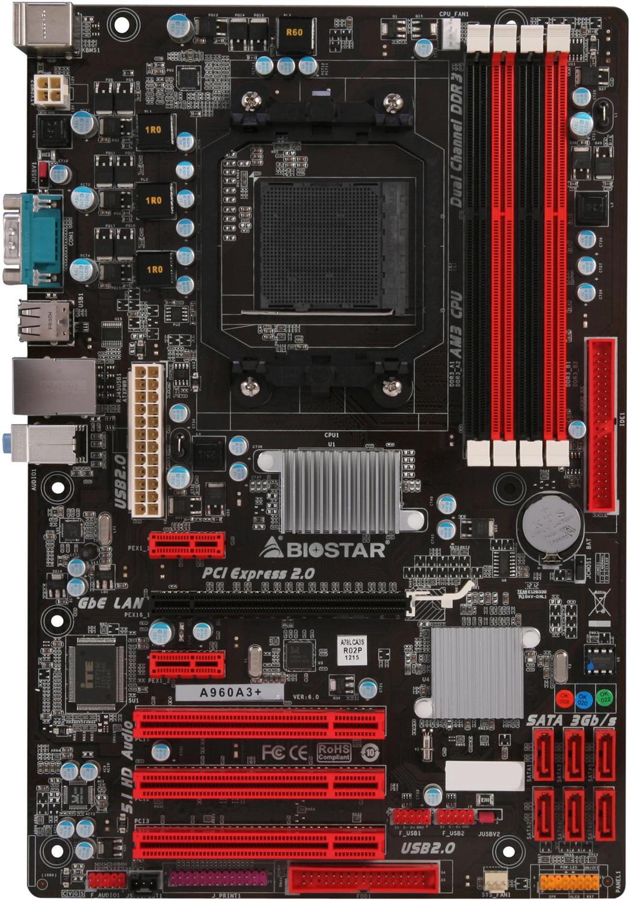 Alt view image 3 of 5 - BIOSTAR A960A3+ AM3+ AMD RX881 + SB710 ATX AMD Motherboard