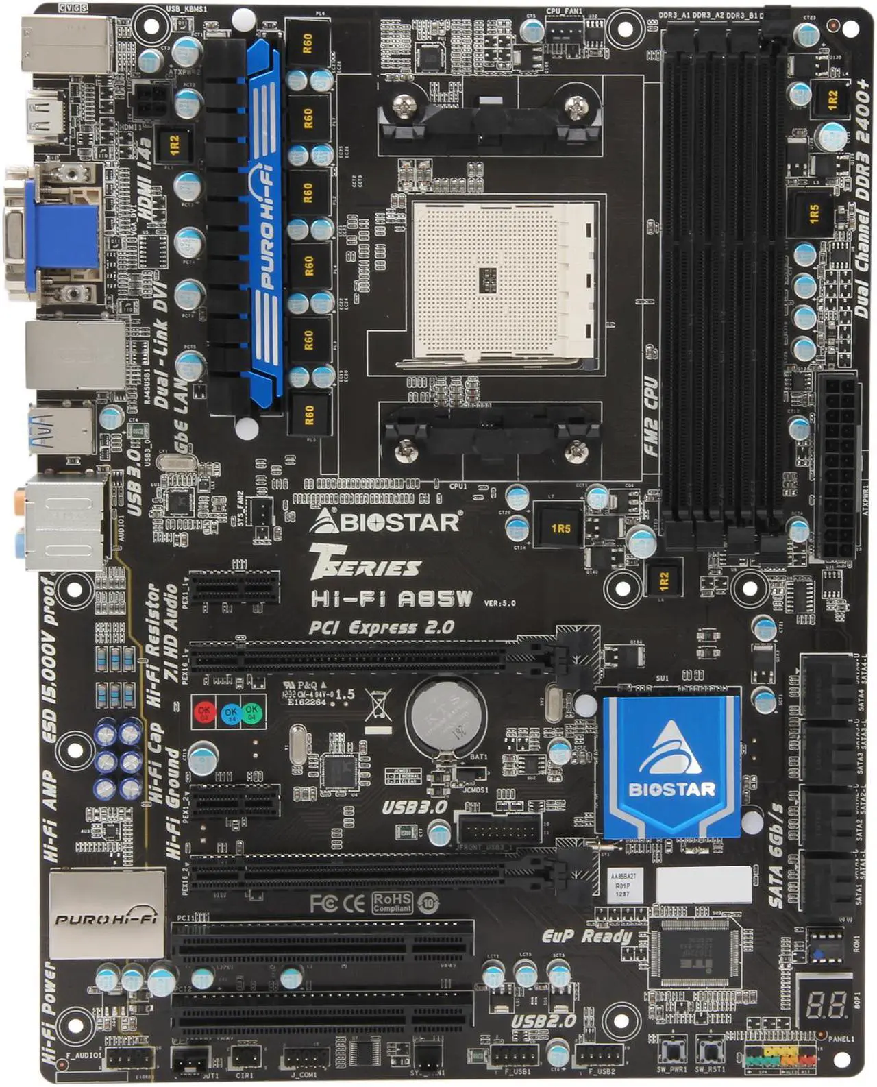 Alt view image 3 of 5 - BIOSTAR Hi-Fi A85W FM2 AMD A85X (Hudson D4) USB 3.0 HDMI ATX AMD Motherboard