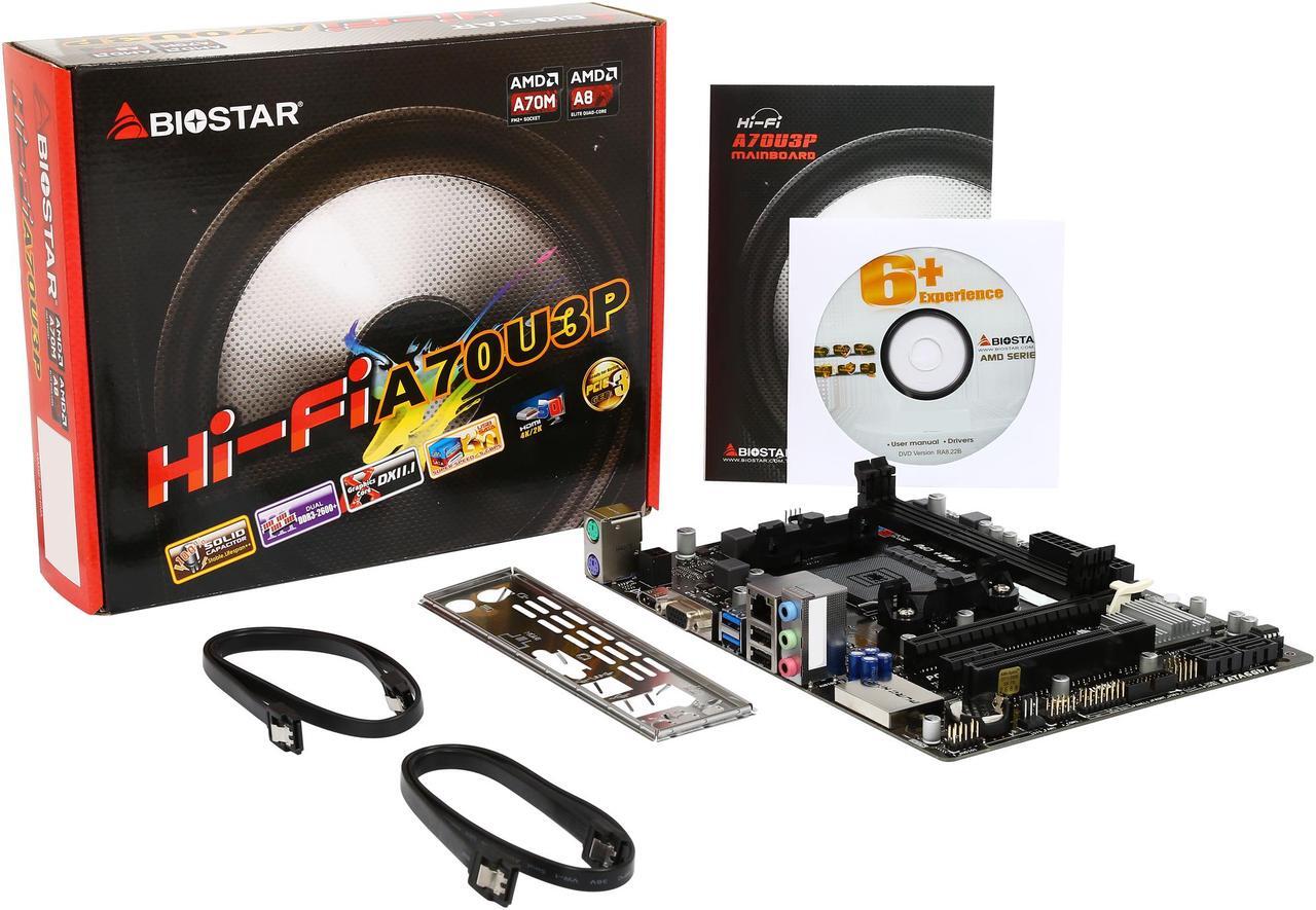 Alt view image 6 of 5 - BIOSTAR Hi-Fi A70U3P FM2+ / FM2 AMD A70M SATA 6Gb/s USB 3.0 HDMI Micro ATX AMD Motherboard