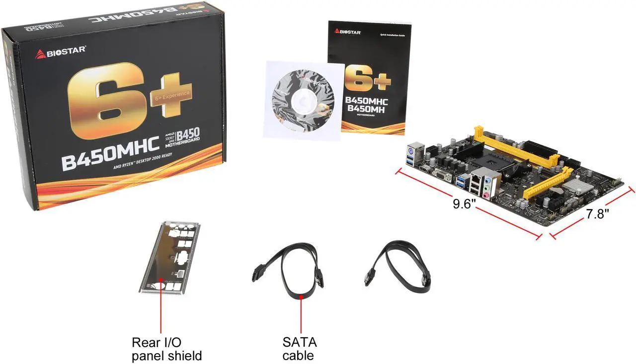 Alt view image 7 of 6 - BIOSTAR B450MHC AM4 AMD B450 USB 3.1 HDMI Micro ATX AMD Motherboard