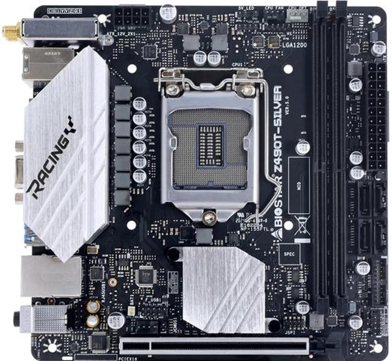 Main image of BIOSTAR RACING Z490T-SILVER LGA 1200 Intel Z490 Mini ITX Intel Motherboard