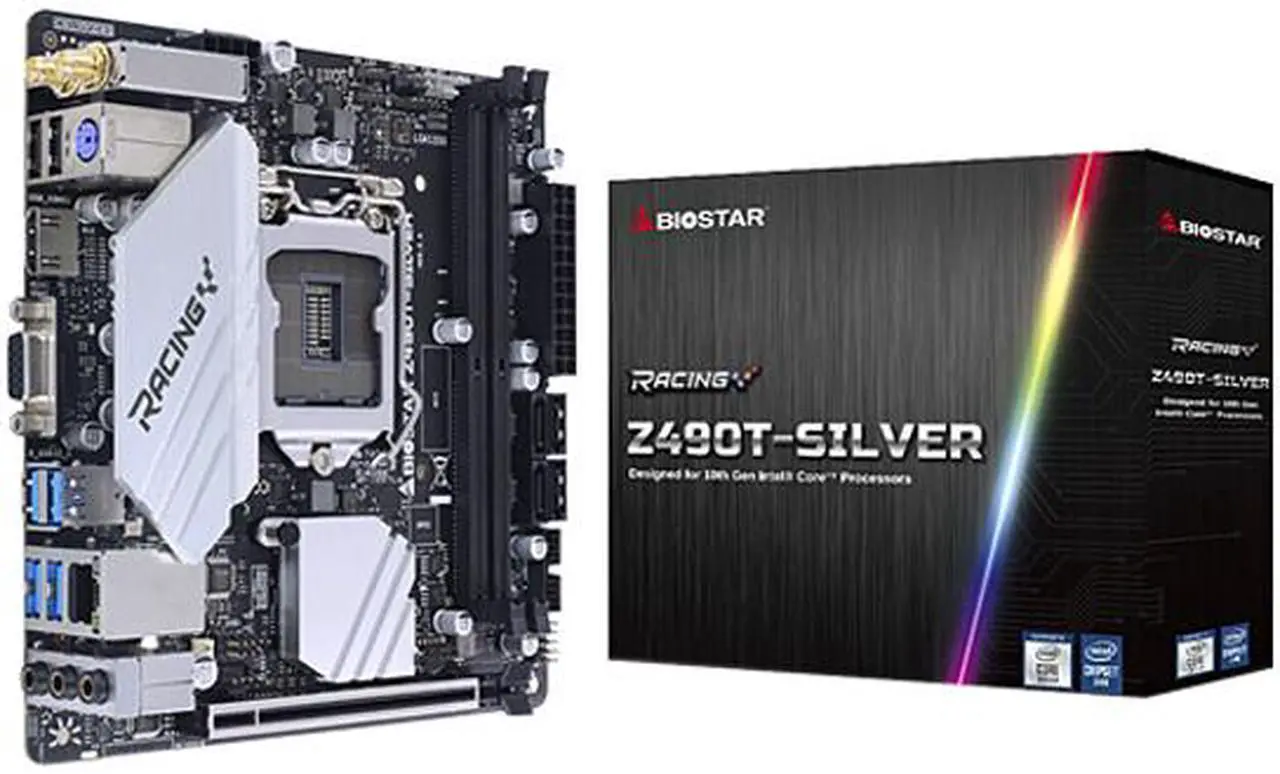 Alt view image 5 of 6 - BIOSTAR RACING Z490T-SILVER LGA 1200 Intel Z490 Mini ITX Intel Motherboard