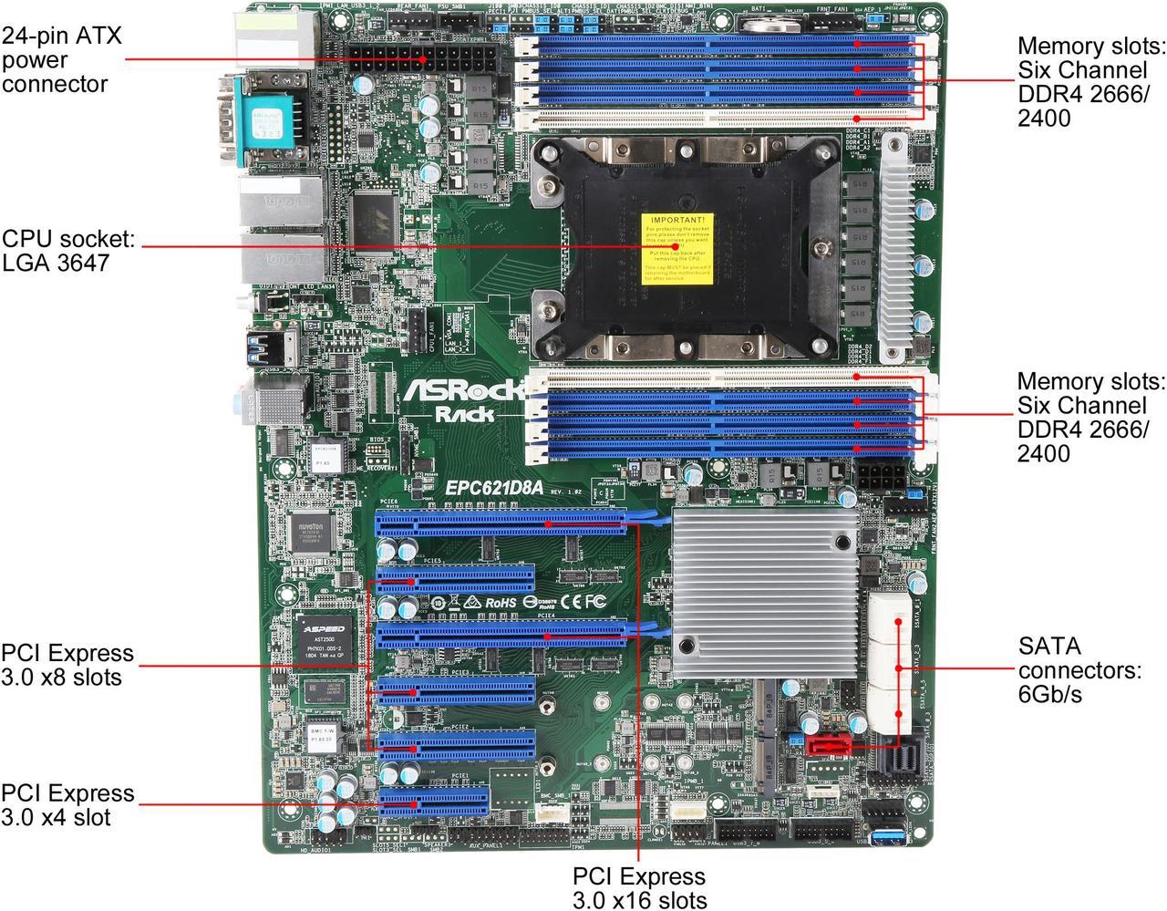 ASRock Rack EPC621D8A ATX Server Motherboard LGA3647 Intel C621 ...