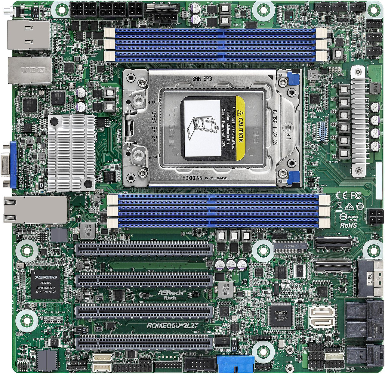 Server Rack Micron AsRock Rack ROMED6U-2L2T Micron-ATX Server Motherboard AMD SP3 (LGA4094 ...