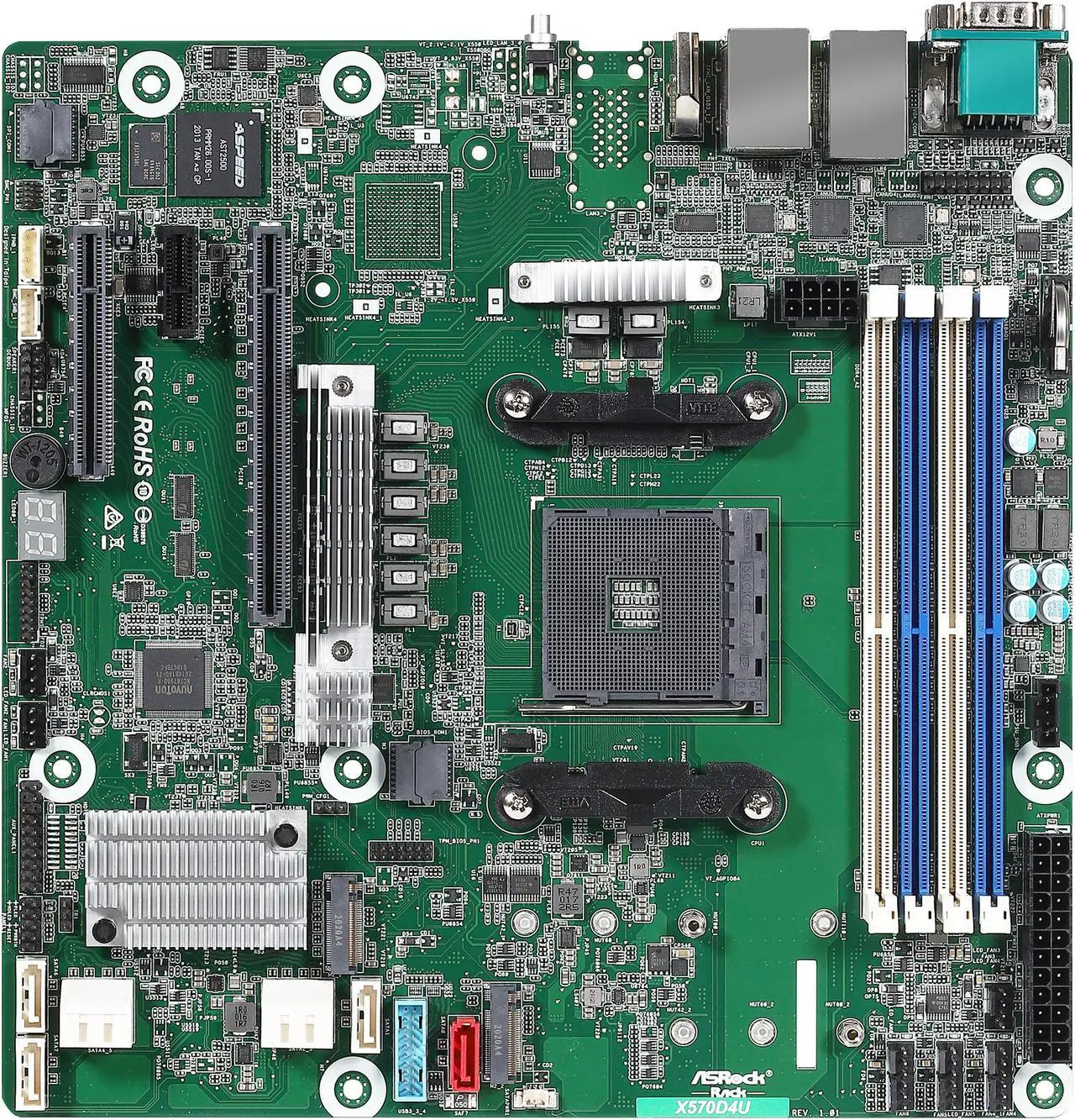 Main image of AsRock Rack X570D4U micro-ATX Server Motherboard AMD AM4 PGA 1331 Dual GLAN