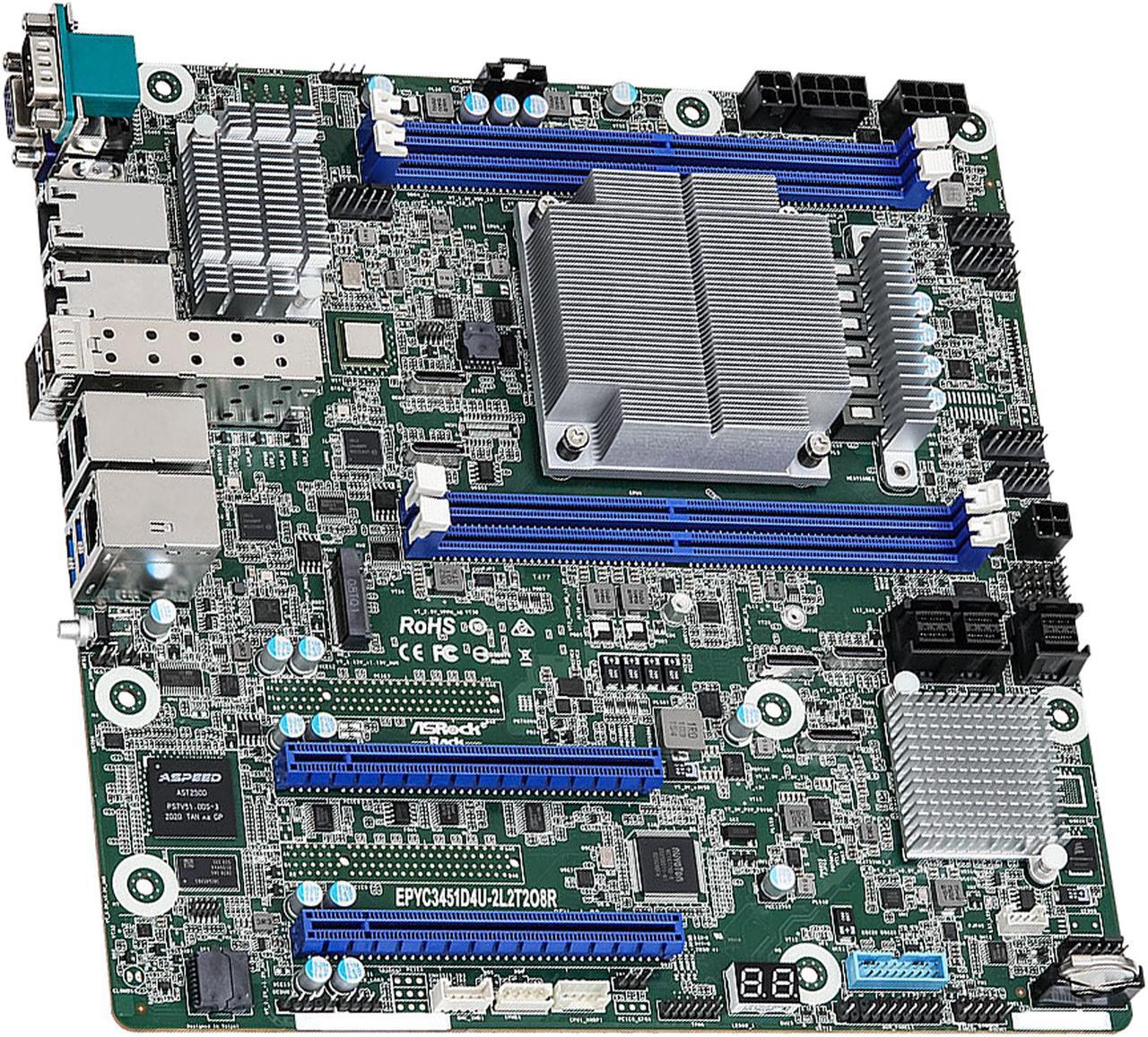 Alt view image 3 of 6 - AsRock Rack EPYC3451D4U-2L2T2O8R Micro-ATX Server Motherboard AMD EPYC Embedded 3451 SoC SP4