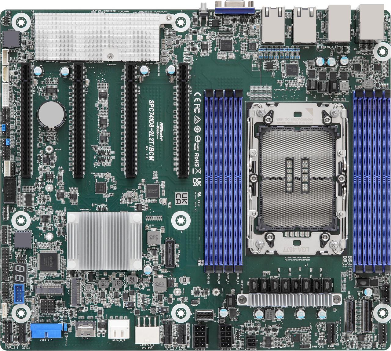 ASRock Rack SPC741D8-2L2T CEB  Server Motherboard Single Socket 4th Gen Intel® Xeon® Scalable Processors (LGA 4677) C741 4 PCIe gen5 Dual 10G & 1G Lan