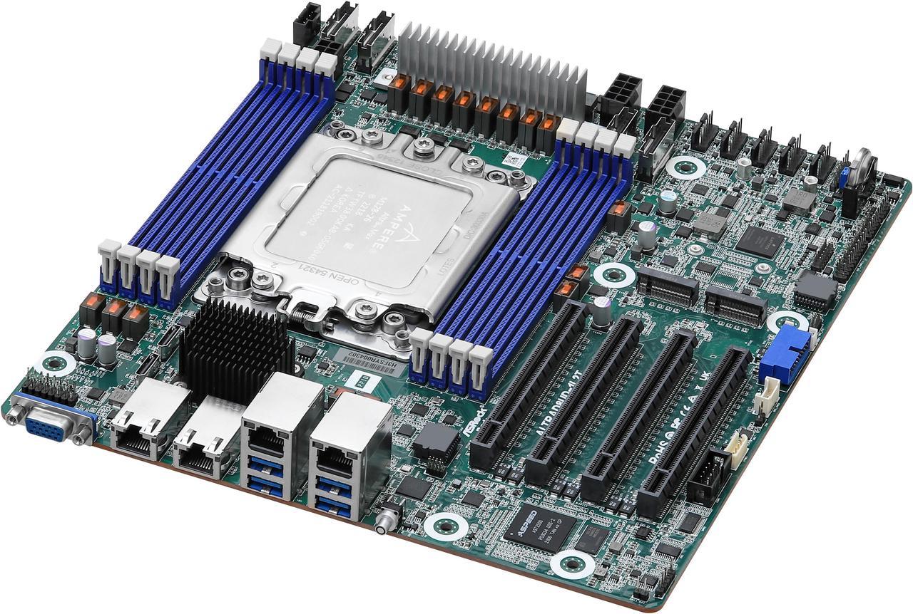 Alt view image 2 of 4 - Asrock Rack Ampere Altra Bundle ALTRAD8UD-1L2T Deep Micro-ATX Server Motherboard Single Socket (LGA 4926) with Ampere Altra M128-26 128 cores & 2U passive cooler, Dual 10G - Integrated by Asrock Rack