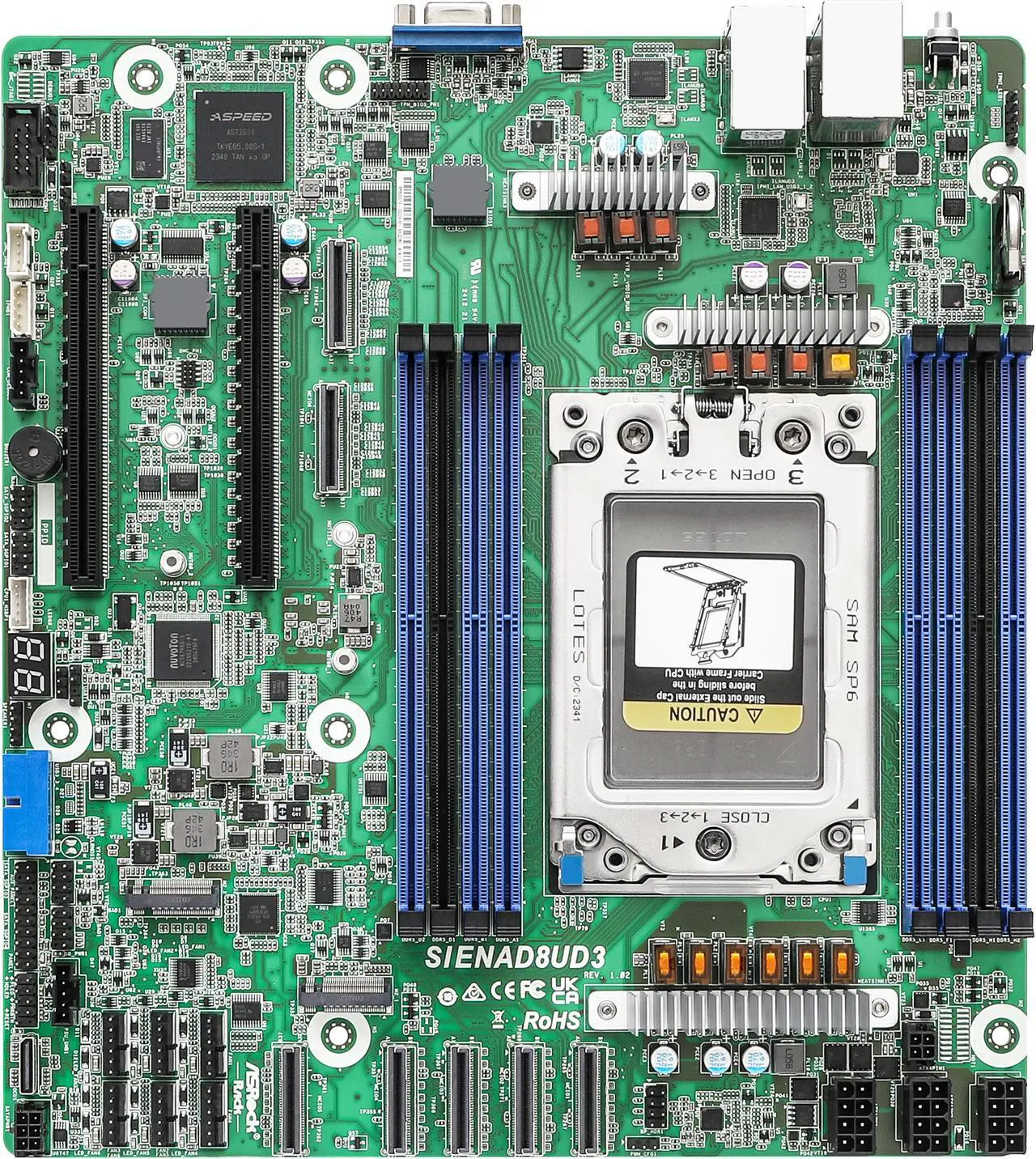 Alt view image 2 of 4 - ASRock Rack Server Motherboard SIENAD8UD3 Deep Micro-ATX Single Socket SP6 (LGA 4844), AMD EPYC™ 8004 series