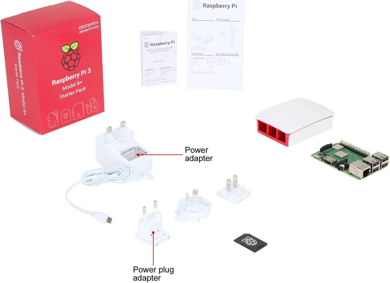 Alt view image 11 of 10 - Raspberry Pi 3 Model B+ Complete Starter Kit, Official Case and PSU Included