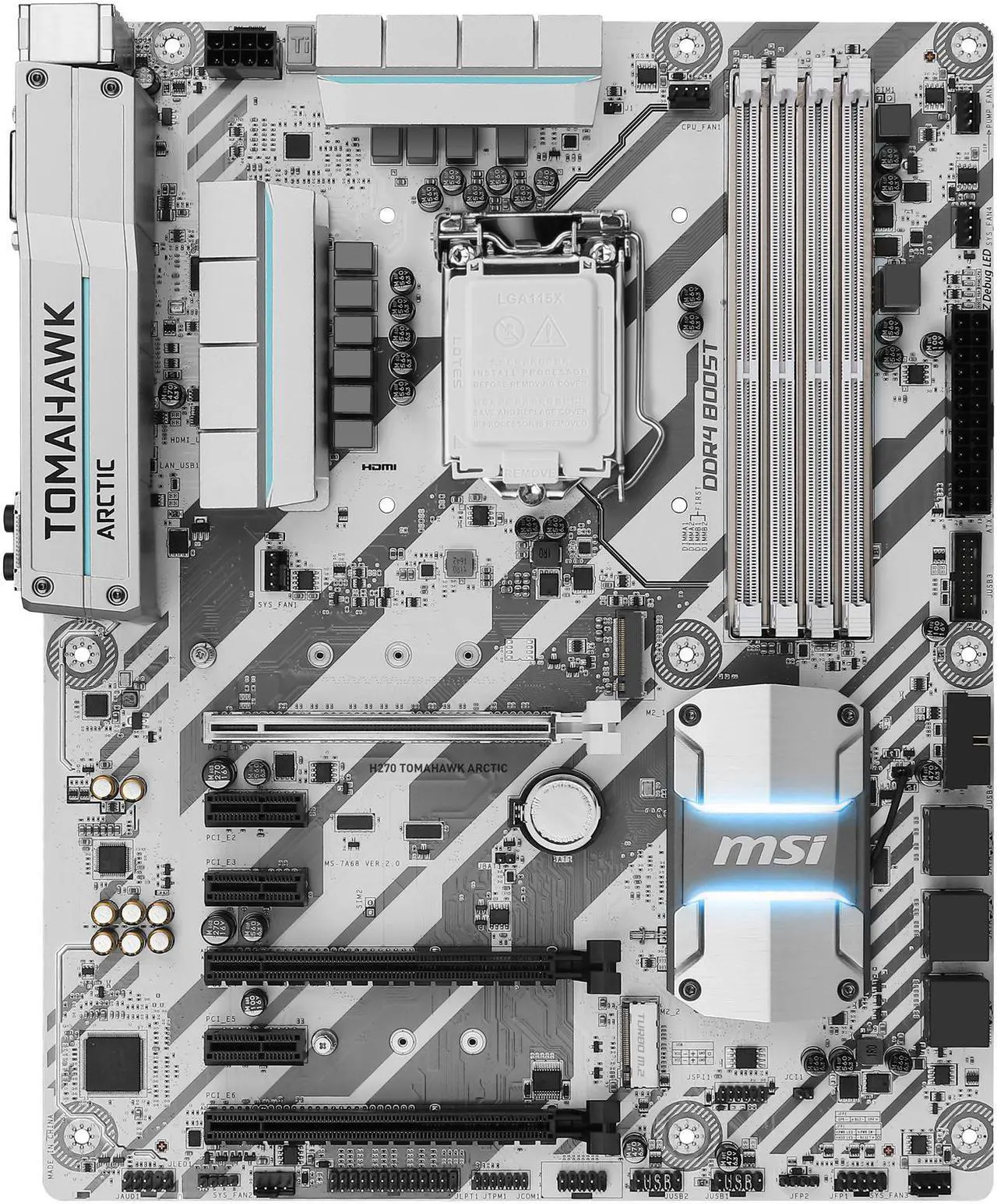 Alt view image 5 of 10 - MSI H270 TOMAHAWK ARCTIC LGA 1151 Intel H270 HDMI USB 3.1 ATX Motherboards - Intel