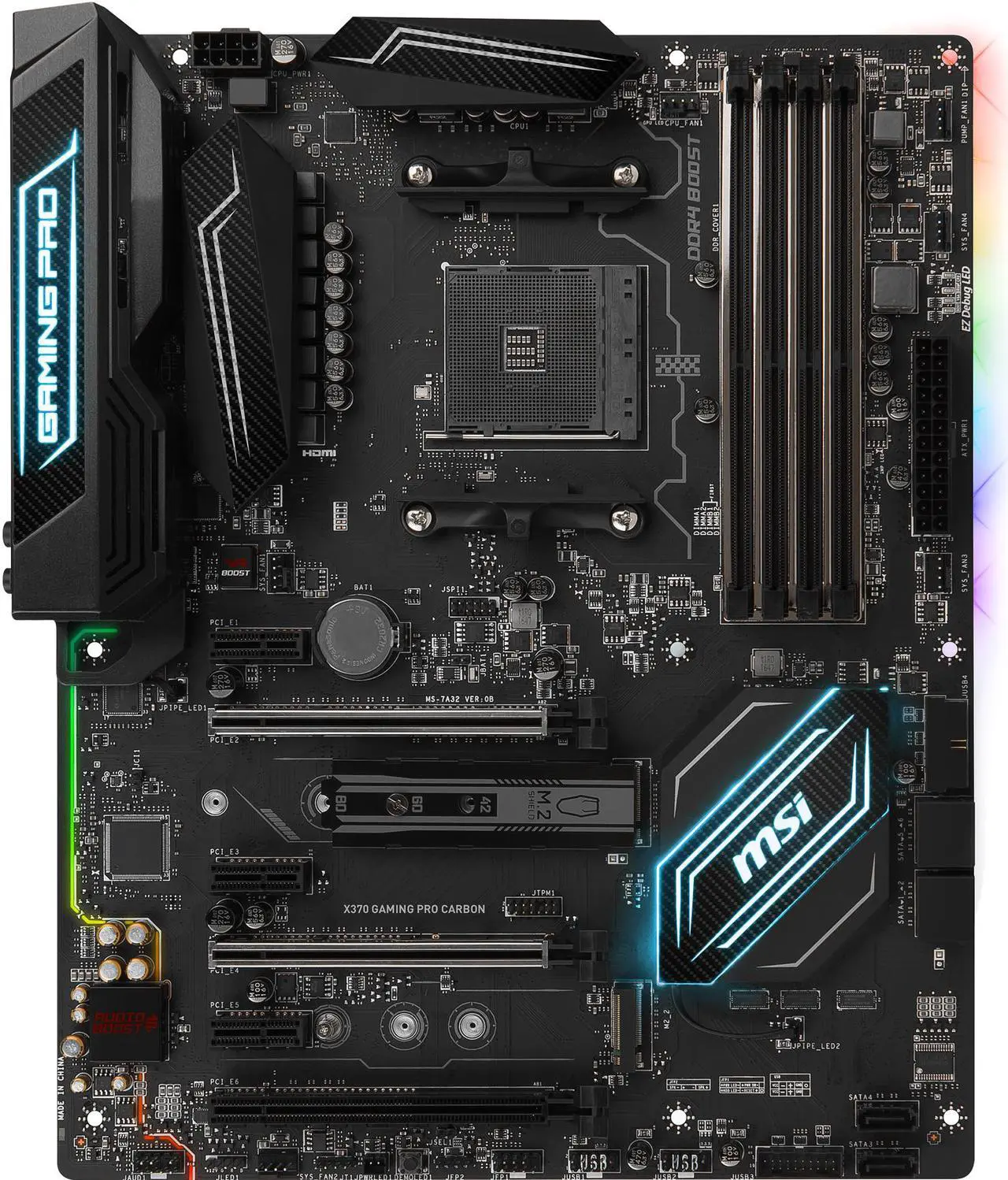 Main image of MSI X370 GAMING PRO CARBON AM4 AMD X370 USB 3.1 HDMI ATX AMD Motherboard
