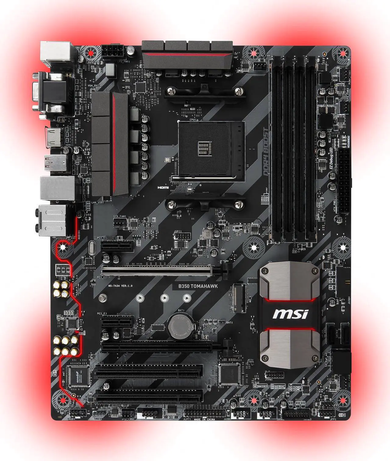 Alt view image 2 of 6 - MSI B350 TOMAHAWK AM4 AMD B350 USB 3.1 HDMI ATX AMD Motherboard