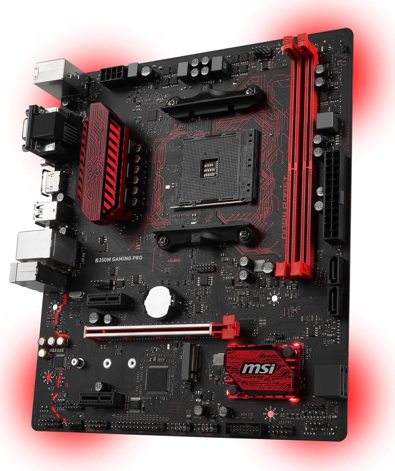 Alt view image 2 of 6 - MSI B350M Gaming PRO AM4 AMD B350 USB 3.1 HDMI Micro ATX AMD Motherboard
