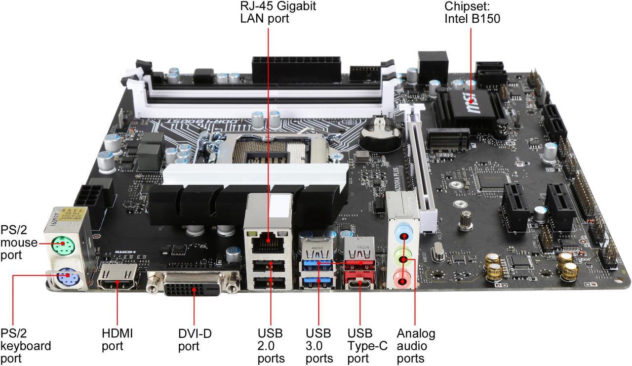 Alt view image 2 of 5 - MSI B150M BAZOOKA PLUS LGA 1151 Intel B150 HDMI SATA 6Gb/s USB 3.1 Micro ATX Motherboards - Intel