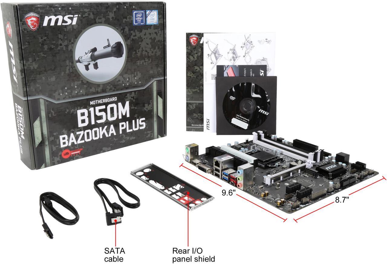 Alt view image 5 of 5 - MSI B150M BAZOOKA PLUS LGA 1151 Intel B150 HDMI SATA 6Gb/s USB 3.1 Micro ATX Motherboards - Intel