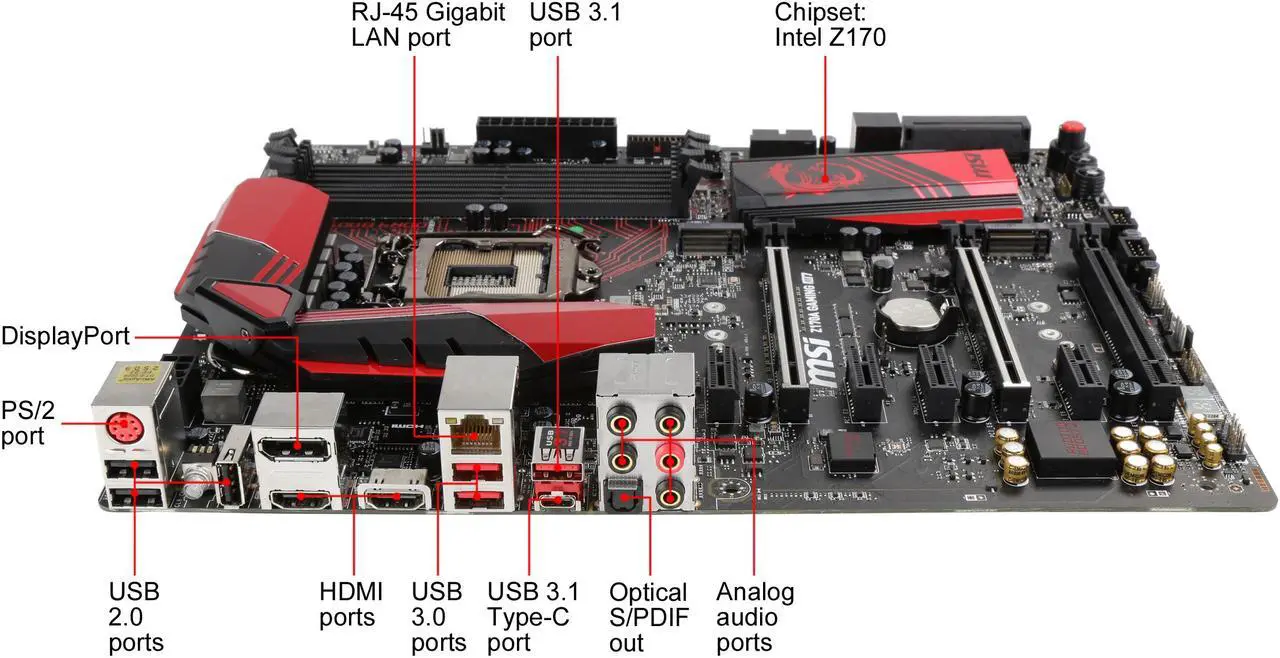 Alt view image 2 of 9 - MSI Gaming Intel Z170A LGA 1151 DDR4 USB 3.1 ATX Motherboard (Z170A Gaming M7)
