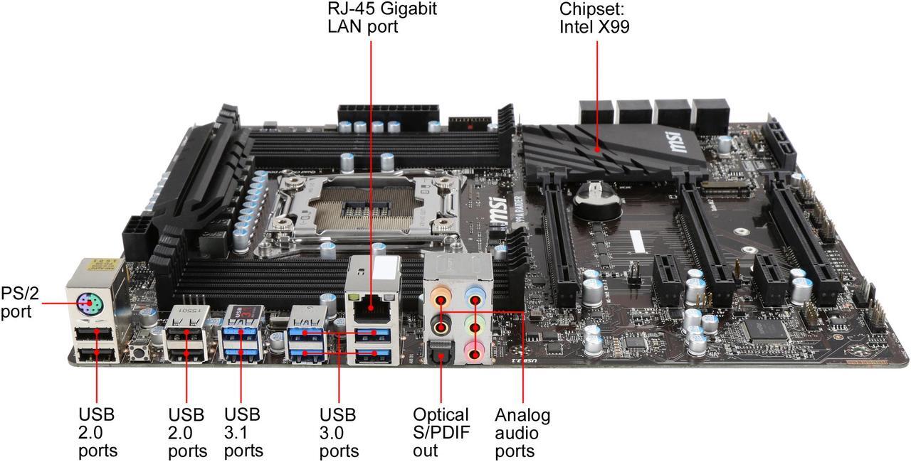 Alt view image 2 of 5 - MSI Extreme Gaming Intel X99 LGA 2011 DDR4 USB 3.1 ATX Motherboard (X99A Raider)