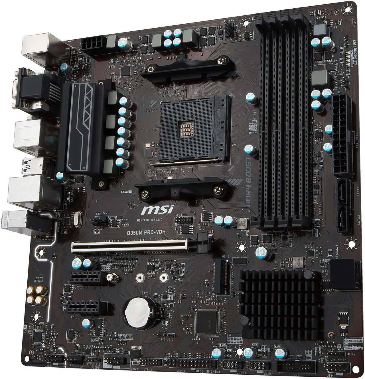 Alt view image 3 of 6 - MSI B350M PRO-VDH AM4 AMD B350 USB 3.1 HDMI Micro ATX AMD Motherboard