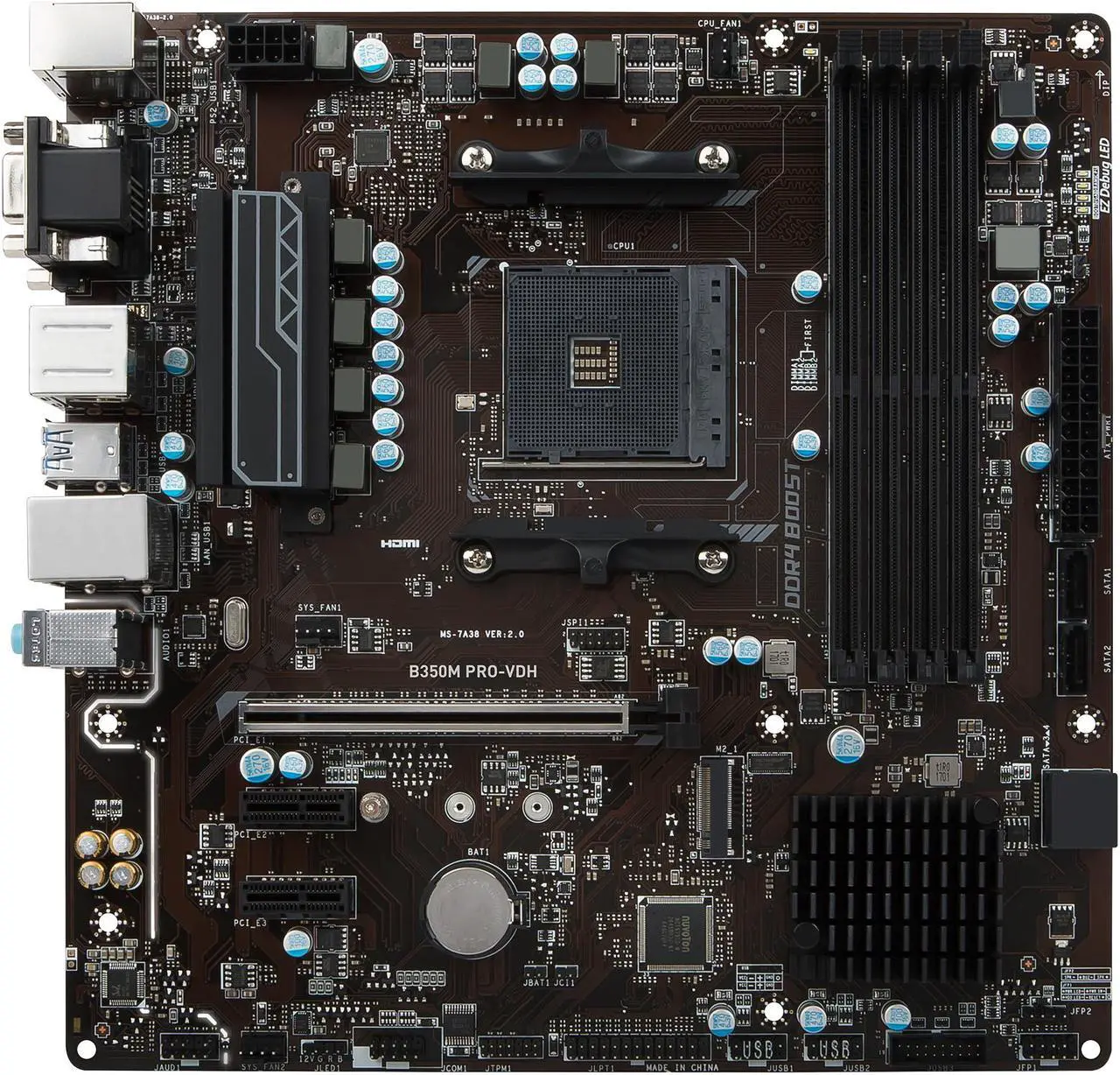 Alt view image 4 of 6 - MSI B350M PRO-VDH AM4 AMD B350 USB 3.1 HDMI Micro ATX AMD Motherboard