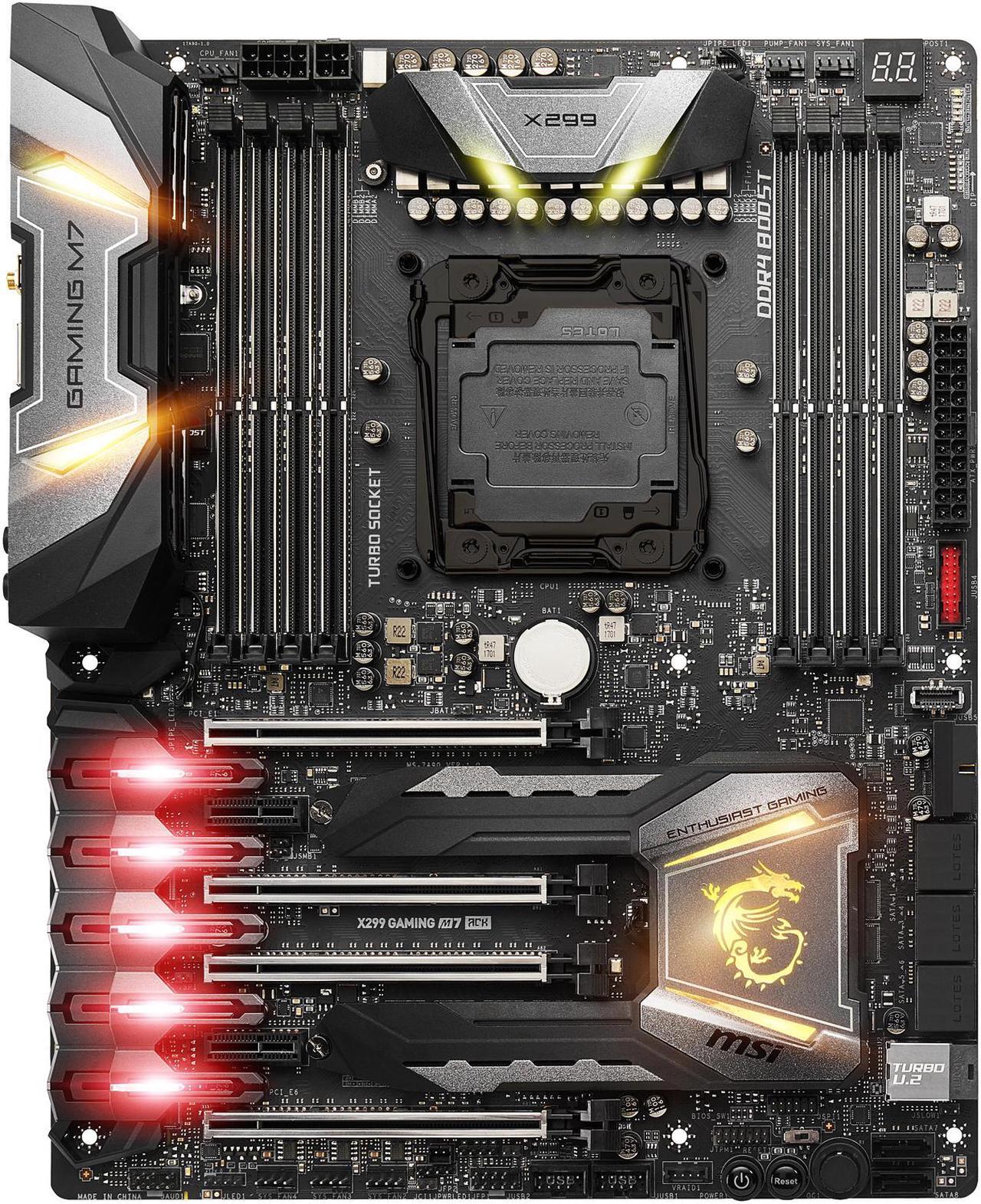Alt view image 2 of 6 - MSI ENTHUSIAST GAMING X299 GAMING M7 ACK LGA 2066 Intel X299 SATA 6Gb/s ATX Intel Motherboard