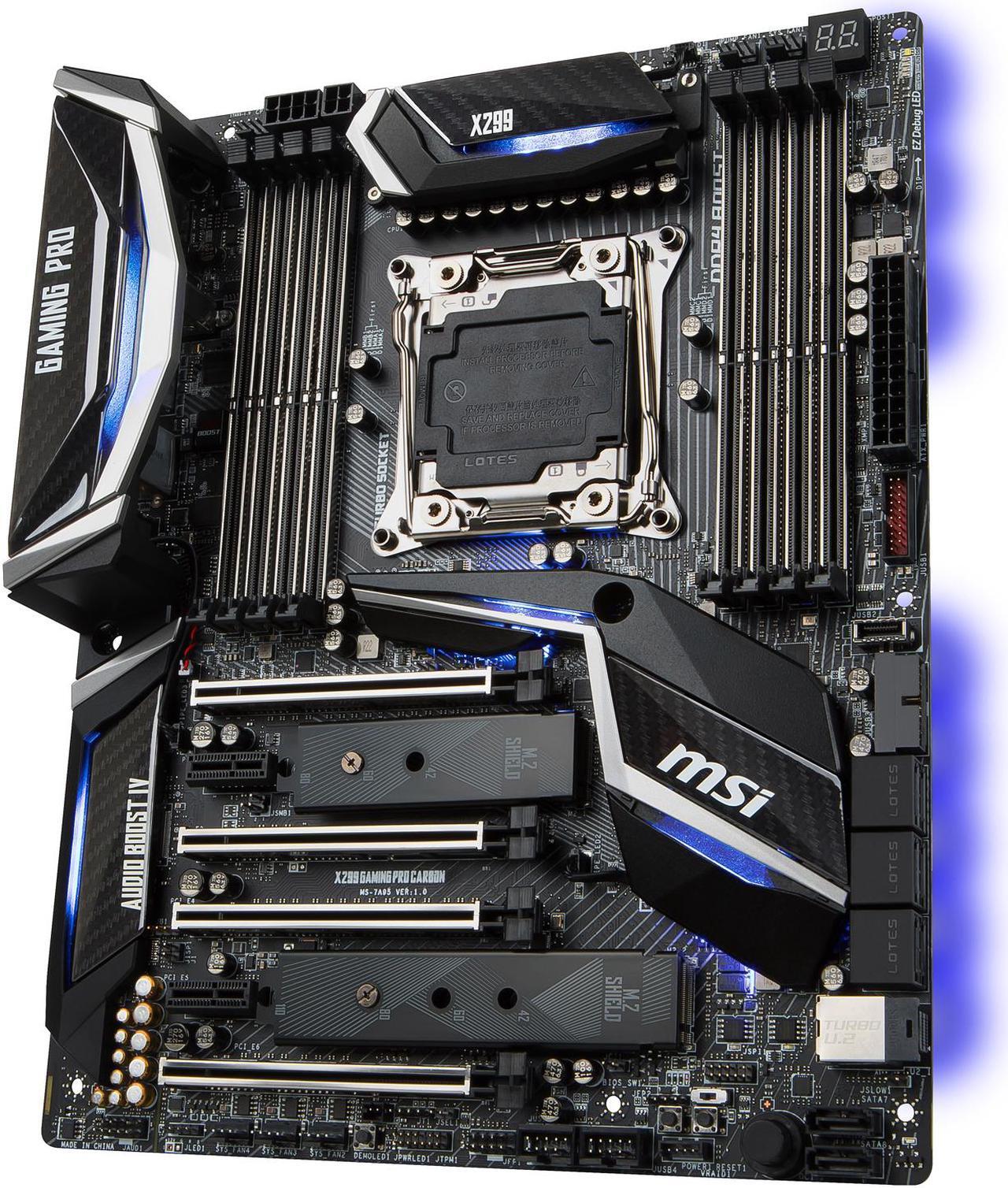 Alt view image 2 of 5 - MSI PERFORMANCE GAMING X299 GAMING PRO CARBON LGA 2066 Intel X299 USB 3.1 ATX Intel Motherboard